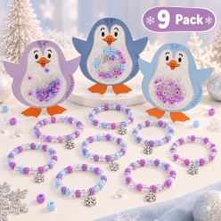 Winter Beaded Bracelet Craft Kit with Penguin Card-9Pk